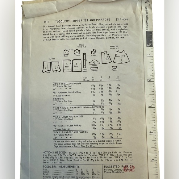 Rare Butterick Topper set & pinafore Pattern - size 1/2, 6 mos, 1960’s - Picture 3 of 7